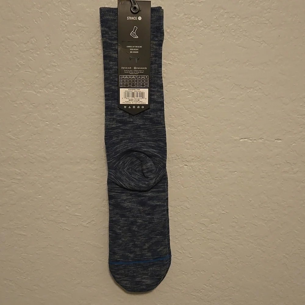 Stance Casual Navy Interstellar Socks, Mens L 9-13, Cotton Blend, Crew